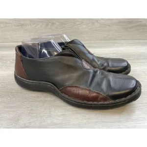 Joseph Seibel Women's 10.5 Black Leather Two-Tone Slip-On Driving Loafer Shoes