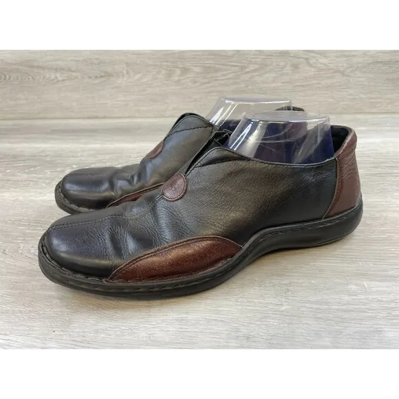 Joseph Seibel Women's 10.5 Black Leather Two-Tone Slip-On Driving Loafer Shoes
