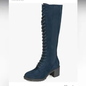 Journee Womens Jenicca Tru Comfort Foam Knee High Combat Boots Navy Sz 8.5 NWOB