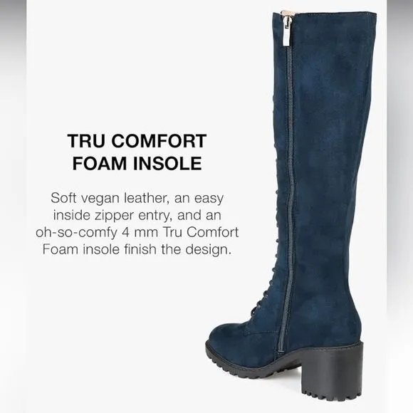 Journee Womens Jenicca Tru Comfort Foam Knee High Combat Boots Navy Sz 8.5 NWOB