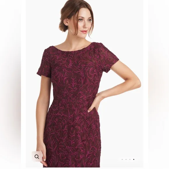 JS Collections Jolene Boat Neck Gown Merlot Dress Size: 10