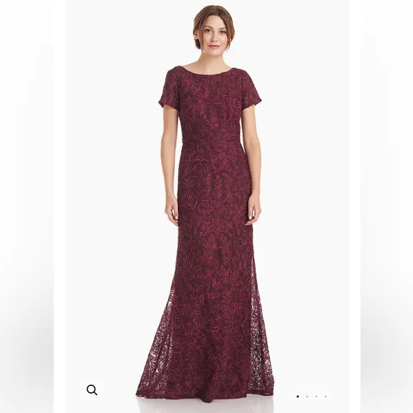 JS Collections Jolene Boat Neck Gown Merlot Dress Size: 10