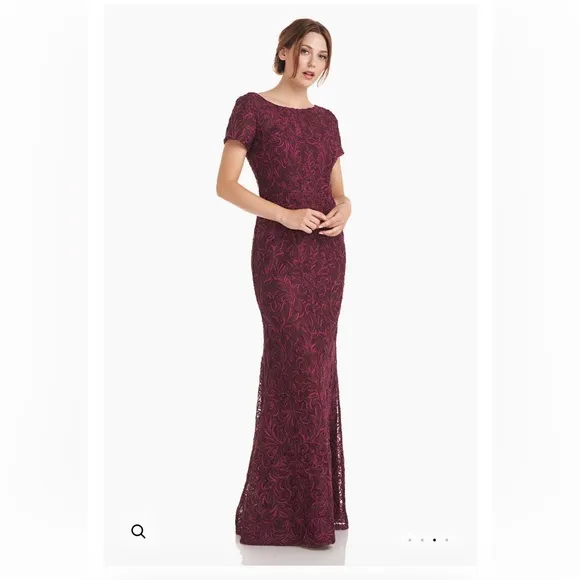 JS Collections Jolene Boat Neck Gown Merlot Dress Size: 10