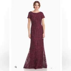 JS Collections Jolene Boat Neck Gown Merlot Dress Size: 10