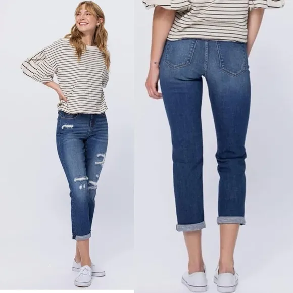 Judy Blue Boyfriend Thermal Patch Mid-Rise Jeans size 5/27 Style: 88306
