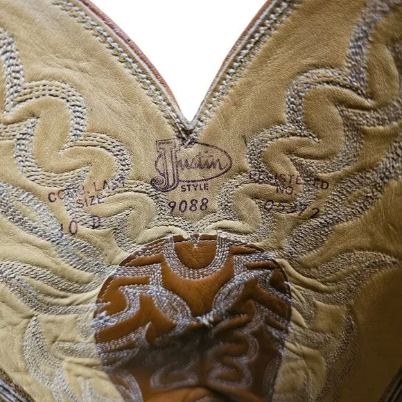 Justin Boots 9088 Lizard Skin Leather Western Cowboy Boots Mens 10 D Two Tone