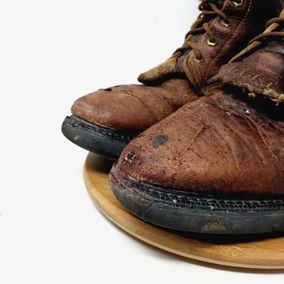Justin Boots Mens 9 D Brown Leather Conductor Briar 8 Comfort Packer Work Shoes