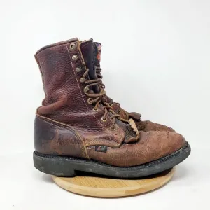 Justin Boots Mens 9 D Brown Leather Conductor Briar 8 Comfort Packer Work Shoes