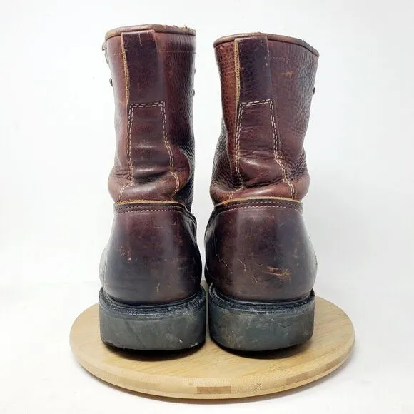 Justin Boots Mens 9 D Brown Leather Conductor Briar 8 Comfort Packer Work Shoes