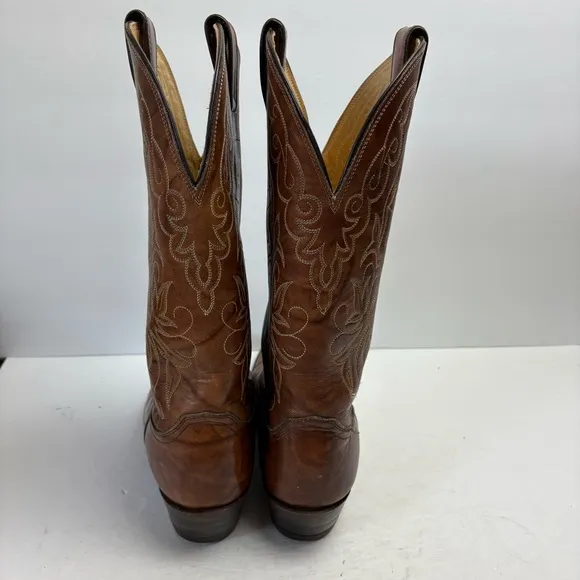 Justin Brown Leather Cowboy Boots Western Vintage 1651 Men’s size 9D Snip Toe