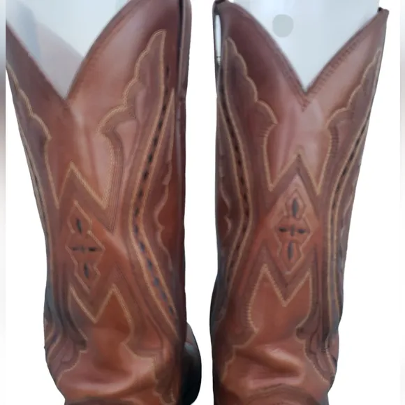 Justin Brown Men's Leather Western Stitching Style Cowboy Boots Size 10 1/2D