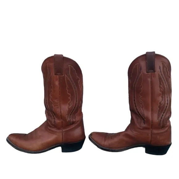 Justin Brown Men's Leather Western Stitching Style Cowboy Boots Size 10 1/2D
