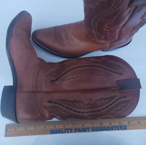 Justin Brown Men's Leather Western Stitching Style Cowboy Boots Size 10 1/2D