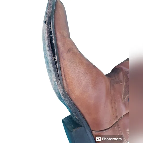 Justin Brown Men's Leather Western Stitching Style Cowboy Boots Size 10 1/2D