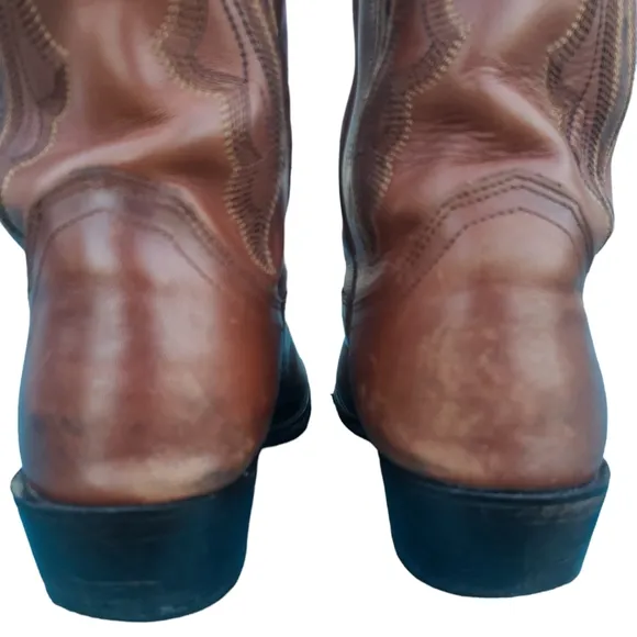 Justin Brown Men's Leather Western Stitching Style Cowboy Boots Size 10 1/2D
