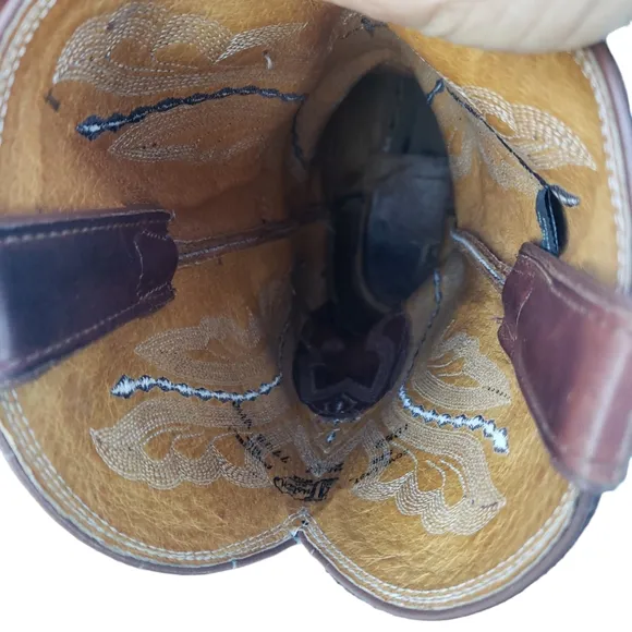 Justin Brown Men's Leather Western Stitching Style Cowboy Boots Size 10 1/2D