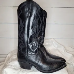 Justin exotic black lizard western boots size 7EEE style 8105