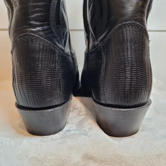 Justin exotic black lizard western boots size 7EEE style 8105