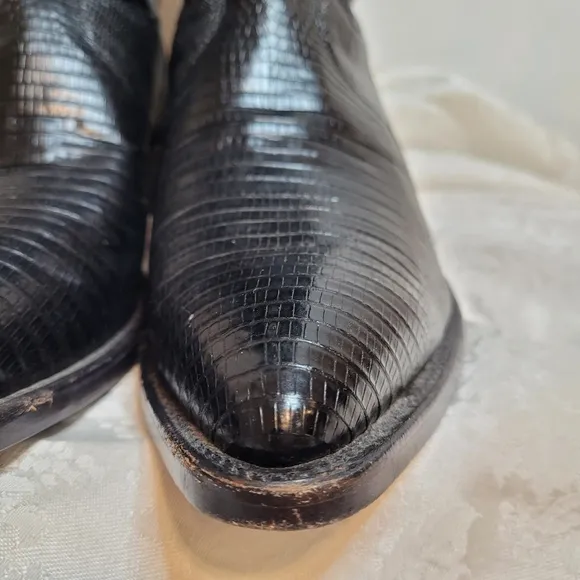 Justin exotic black lizard western boots size 7EEE style 8105