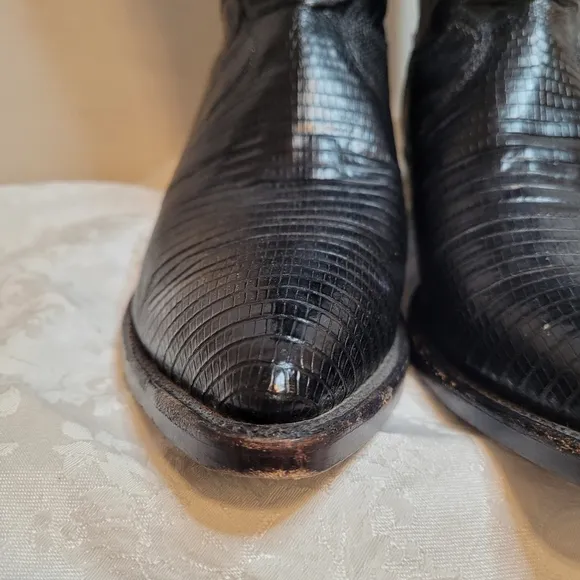 Justin exotic black lizard western boots size 7EEE style 8105