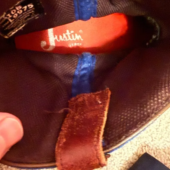 Justin Gypsy Blue Suede and Spice Brown Western Boot. Ladies Size 10.Style L9975