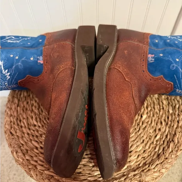 Justin Gypsy Blue Suede and Spice Brown Western Boot. Ladies Size 10.Style L9975