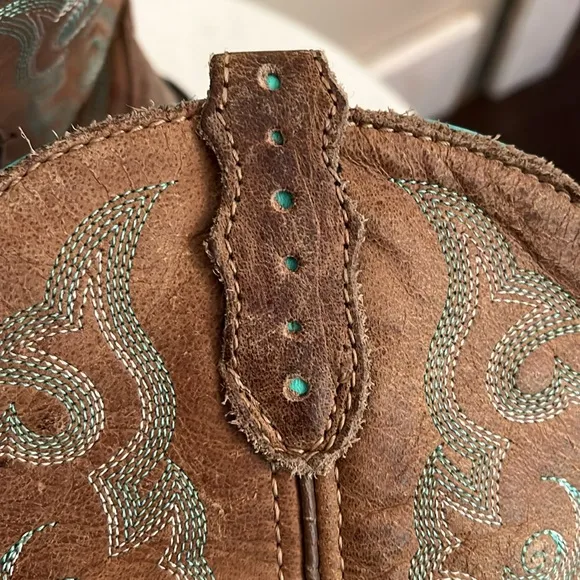 Justin Gypsy Brown Leather Embroidered Pull On Western Boot Size 7 L9606