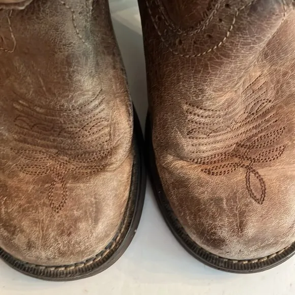 Justin Gypsy Brown Leather Embroidered Pull On Western Boot Size 7 L9606