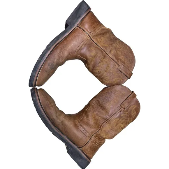 JUSTIN Handler Boots Men's Brown Stitched Western Boots Size 10.5 D