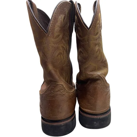 JUSTIN Handler Boots Men's Brown Stitched Western Boots Size 10.5 D