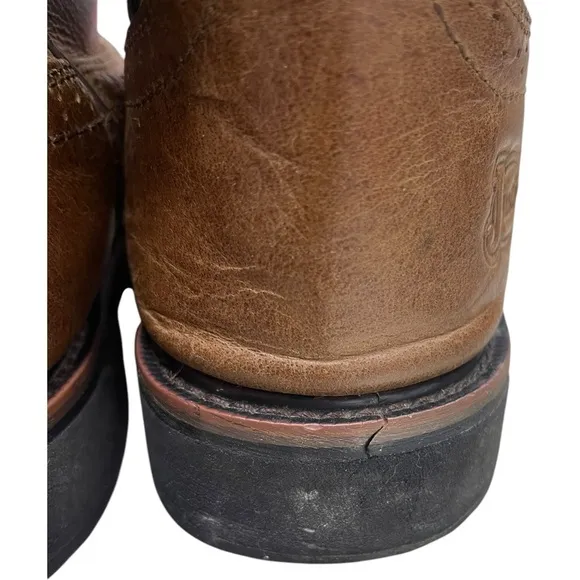 JUSTIN Handler Boots Men's Brown Stitched Western Boots Size 10.5 D