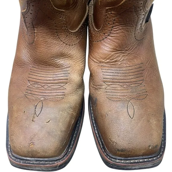 JUSTIN Handler Boots Men's Brown Stitched Western Boots Size 10.5 D
