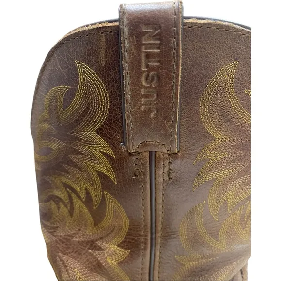 JUSTIN Handler Boots Men's Brown Stitched Western Boots Size 10.5 D