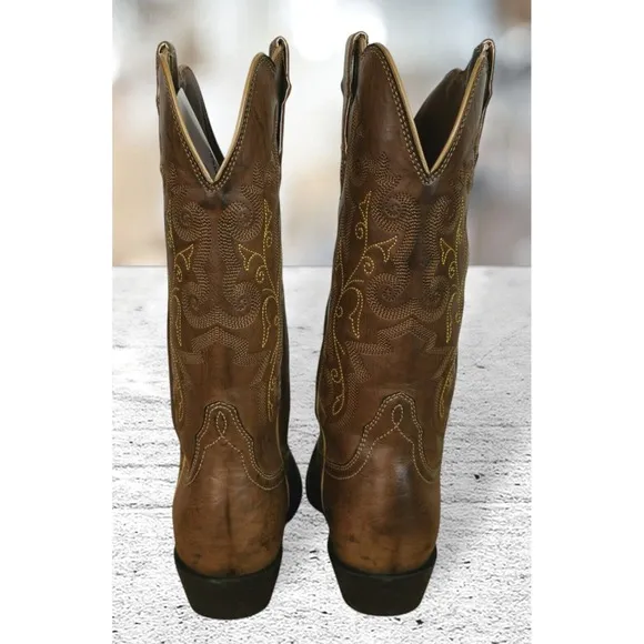 Justin JBL1116 Brown Vamp Leather Snip Toe Cowgirl Boots Women's US 7B Brown NEW
