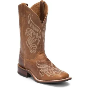 Justin LLANO 11&quot; BENT RAIL WESTERN STITCHED BROWN LEATHER BOOTS SIZE 10