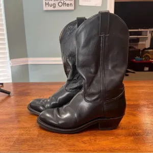Justin Tobias 12&quot; Western Black Leather boots size 8.5 E wide