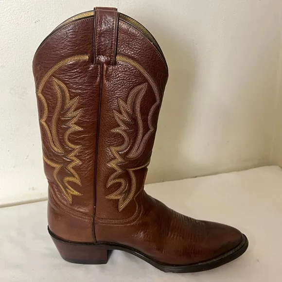 Justin Western Cowboy Boots Mens 8 1/2 D Brown Leather Style 1470 Brown