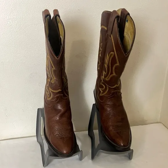 Justin Western Cowboy Boots Mens 8 1/2 D Brown Leather Style 1470 Brown