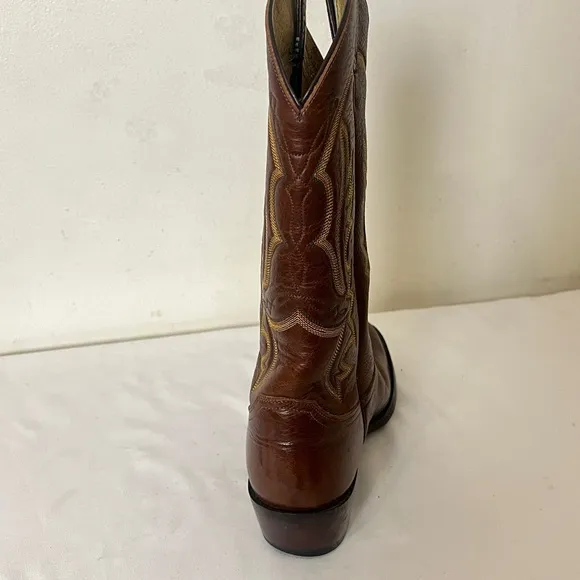 Justin Western Cowboy Boots Mens 8 1/2 D Brown Leather Style 1470 Brown