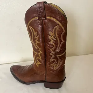 Justin Western Cowboy Boots Mens 8 1/2 D Brown Leather Style 1470 Brown