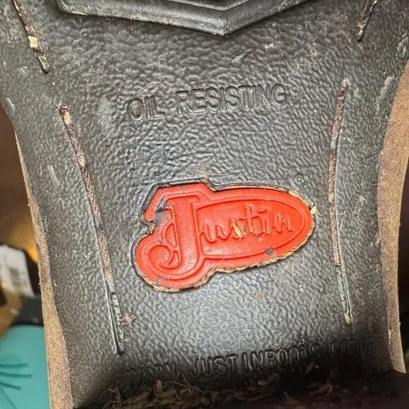 Justin Women's 12&quot; Square Toe Stampede Western Cowboy Brown Boots size 7.5
