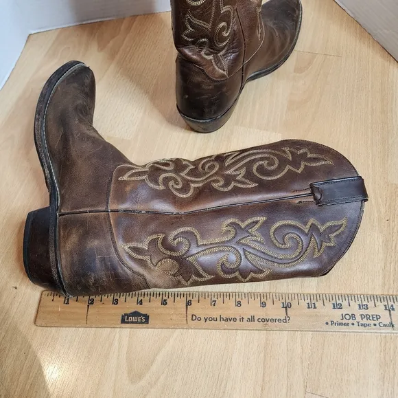 Justin's Brown Leather Cowboy Boots Mens Size 8