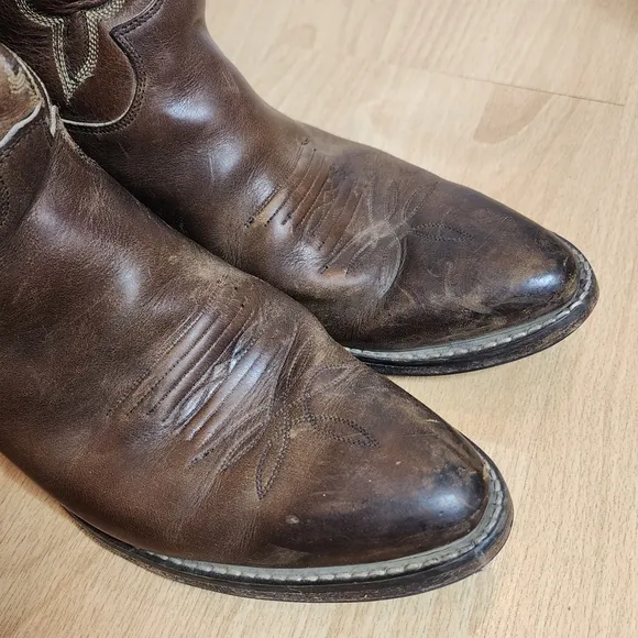 Justin's Brown Leather Cowboy Boots Mens Size 8