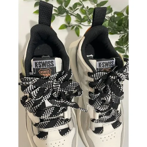 K-Swiss Womens Low-Top Sneakers White/Black Size 8.5 Athletic Shoes