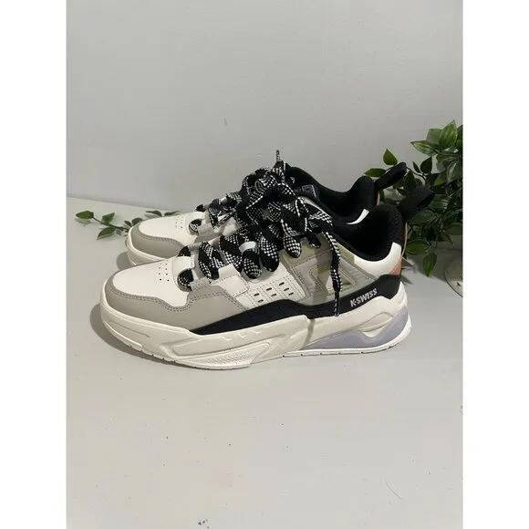 K-Swiss Womens Low-Top Sneakers White/Black Size 8.5 Athletic Shoes