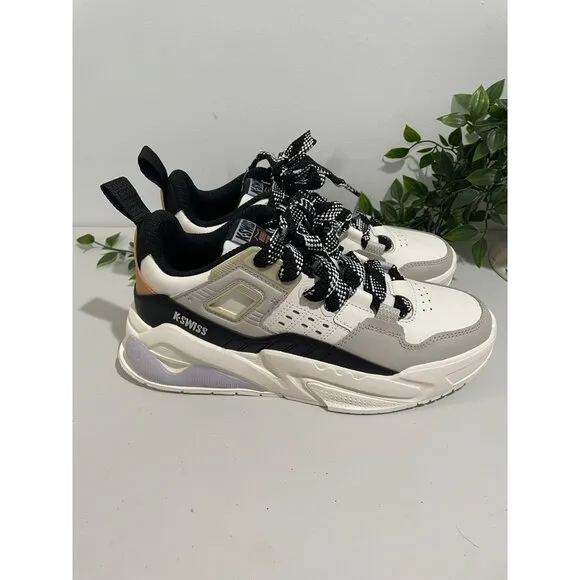 K-Swiss Womens Low-Top Sneakers White/Black Size 8.5 Athletic Shoes