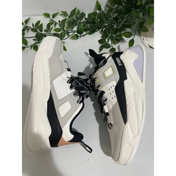 K-Swiss Womens Low-Top Sneakers White/Black Size 8.5 Athletic Shoes