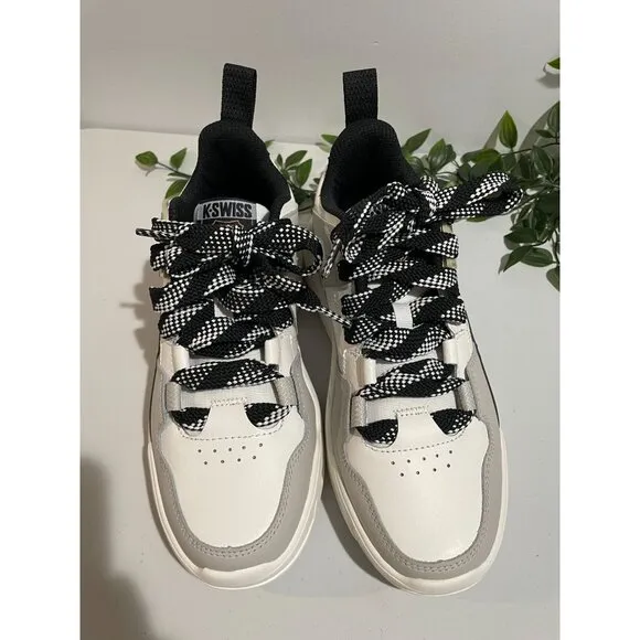 K-Swiss Womens Low-Top Sneakers White/Black Size 8.5 Athletic Shoes