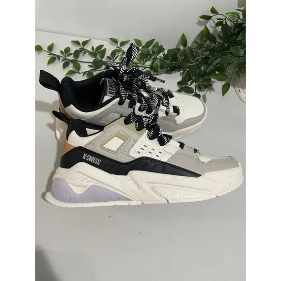 K-Swiss Womens Low-Top Sneakers White/Black Size 8.5 Athletic Shoes