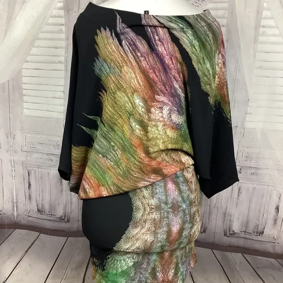 Karina Grimaldi Silk Black Watercolor Dress S
